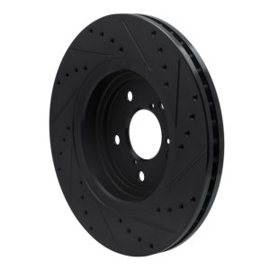 Acura MDX Brake Rotor (1) - Front Left - R1 Concepts - Drilled & Slotted - Black - `17-`20